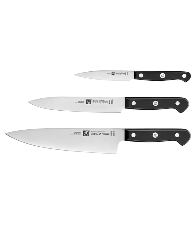 (3 pieces) ZWILLING | GOURMET Knife Set – Chef 20 cm - Slicing 16 cm - Paring 10 cm - Black Handle