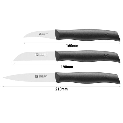 (3 pieces) ZWILLING | Twin Grip Knife Set – Black Handle - FRIODUR® Ice‑Hardened Steel