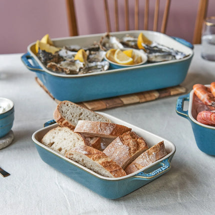 (3) STAUB| Ceramic Rectangular Baking Dish Set – Antique Turquoise - Enamelled