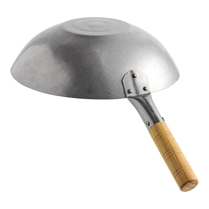 Chảo wok Quảng Đông đáy phẳng thép carbon Emperor's Select 30,5 cm tay cầm gỗ