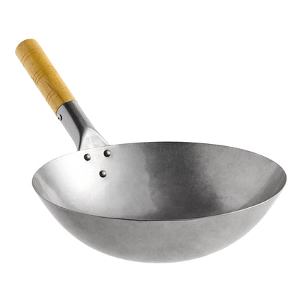 Chảo wok thép carbon tay cầm gỗ Emperor's Select 30 cm