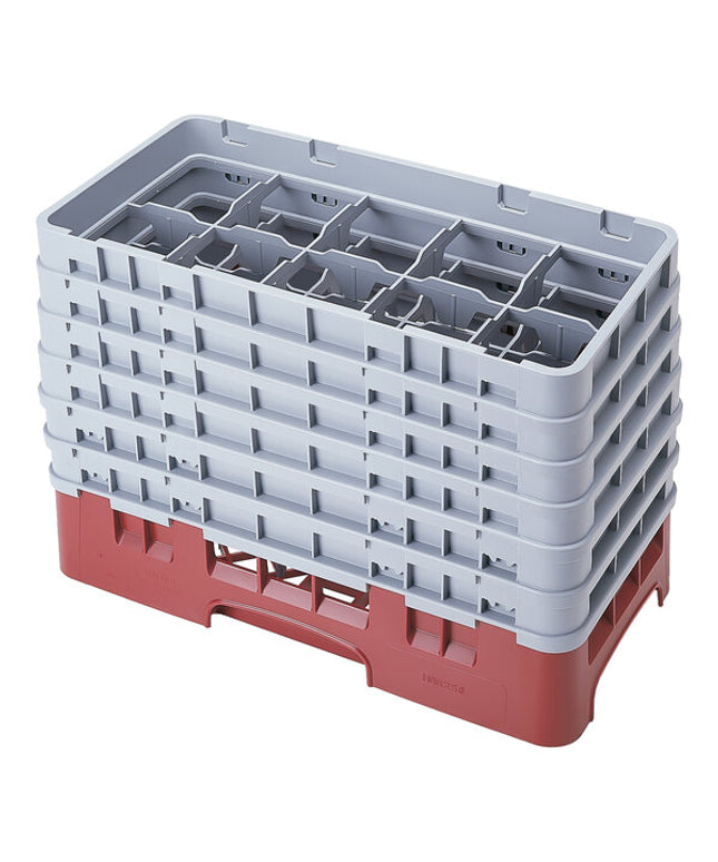 Giá đựng ly 10 ngăn màu đỏ mận Cambro Camrack 10HS1114416 cỡ nửa cao 29,8 cm kèm 6 ngăn nối