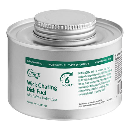 Nồi hâm buffet Choice 6 Hour Wick Chafing Dish Fuel Safety Twist nắp - Thùng 24 cái