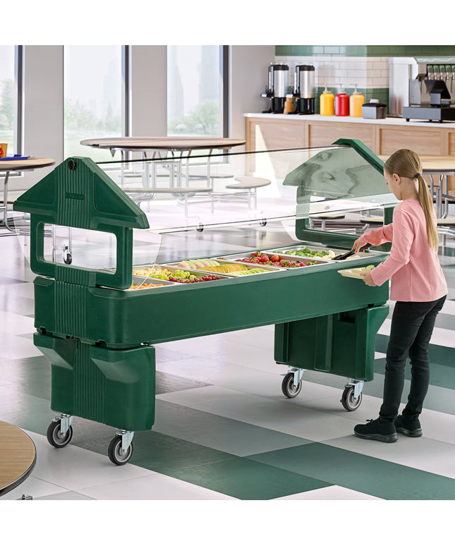 Quầy salad / thức ăn di động cho trẻ em đế mở màu xanh lá Carlisle 660808 Six Star 1,8 m