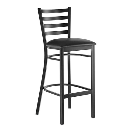 Ghế quầy bar lưng thang khung đen Lancaster Table & Seating với nệm vinyl đen 6,4 cm - Nệm rời