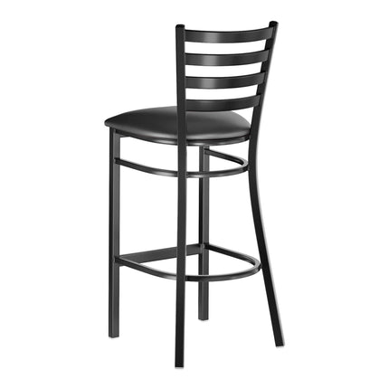 Ghế quầy bar lưng thang khung đen Lancaster Table & Seating với nệm vinyl đen 6,4 cm - Nệm rời