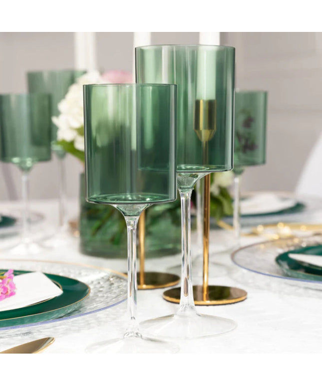 Ly rượu vang nhựa hai tông xanh và trong Posh Setting 414 ml - Thùng 60 cái