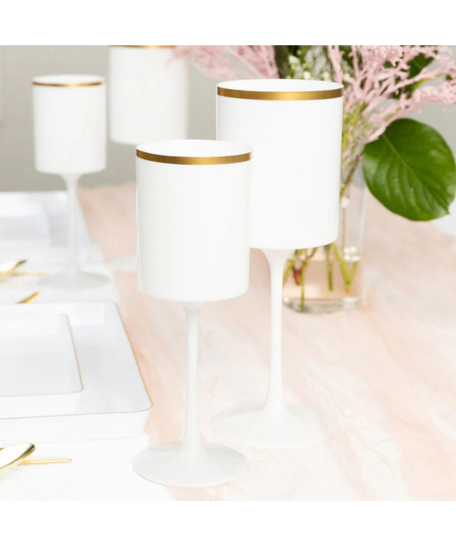 Ly rượu vang nhựa trắng viền vàng Posh Setting 414 ml - Thùng 60 cái