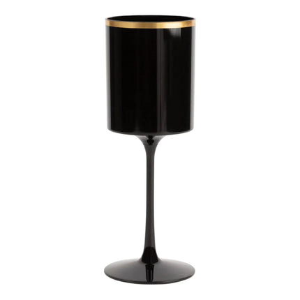 Ly rượu chân nhựa đen viền vàng Posh Setting 414 ml - Thùng 60 cái