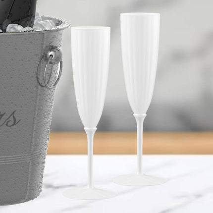 Ly champagne nhựa một mảnh màu trắng Posh Setting 177 ml - Thùng 96 cái