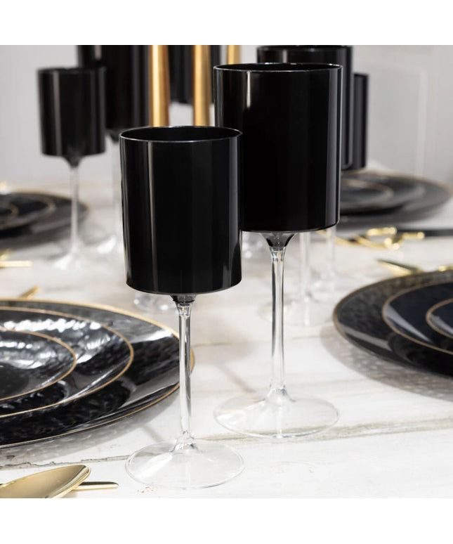 Ly rượu vang nhựa hai tông đen và trong Posh Setting 414 ml - Thùng 60 cái