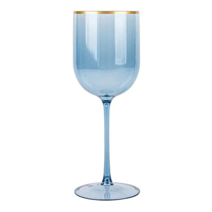 Ly rượu vang nhựa tròn màu xanh viền vàng Posh Setting 355 ml - Thùng 60 cái