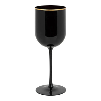 Ly rượu vang nhựa đen viền vàng Posh Setting 355 ml - Thùng 60 cái
