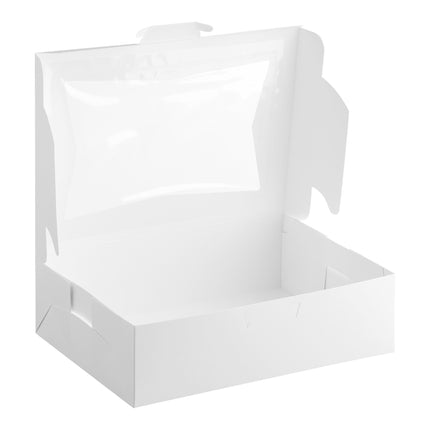 Hộp bánh có cửa sổ màu trắng tùy chỉnh Baker's Lane 35,6 x 25,4 x 10,2 cm - Vỉ 10 cái