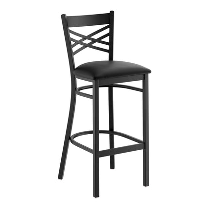 Ghế bar lưng chéo Lancaster Table & Seating hoàn thiện đen đệm vinyl đen 6,4 cm - mặt ngồi rời