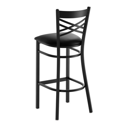 Ghế bar lưng chéo Lancaster Table & Seating hoàn thiện đen đệm vinyl đen 6,4 cm - mặt ngồi rời