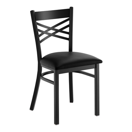 Ghế lưng chéo Lancaster Table & Seating hoàn thiện đen với đệm vinyl đen 6,4 cm - Đệm rời