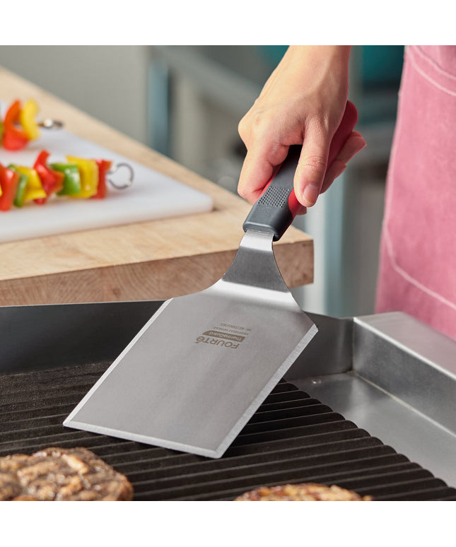 Xẻng lật thép không gỉ chịu nhiệt cao Fourté ThermaGuard cạnh vuông vát đặc, tay cầm nylon 15 x 13 cm