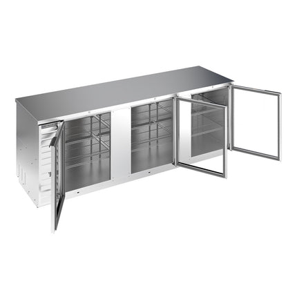 Tủ mát quầy bar cửa kính thép không gỉ Beverage-Air BB94HC-1-FG-S 241 cm, an toàn thực phẩm
