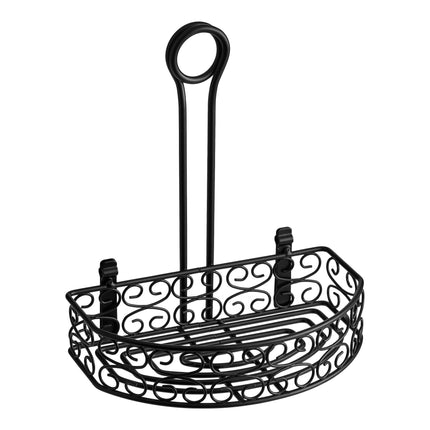 Khay đựng gia vị sắt uốn kiểu Địa Trung Hải nửa tròn màu đen Choice có giá kẹp thẻ 21,6 cm