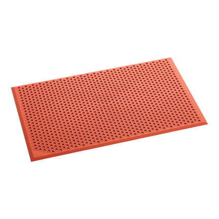 Thảm sàn chống mỏi cao su đỏ Lavex 0,9 x 1,5 m chống dầu mỡ họa tiết kim cương viền vát - dày 1,3 cm