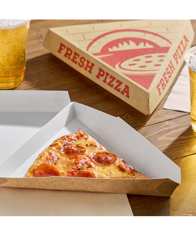 Hộp đựng miếng pizza vỏ sò giấy kraft phủ đất sét Choice - Thùng 400 cái