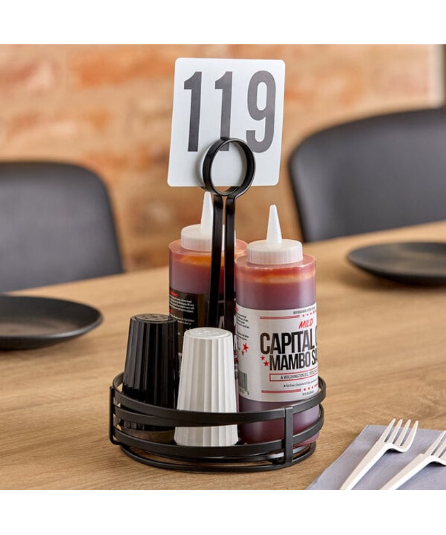 Giá đựng gia vị sắt uốn tròn Choice đen 15 x 24 cm kèm kẹp thực đơn