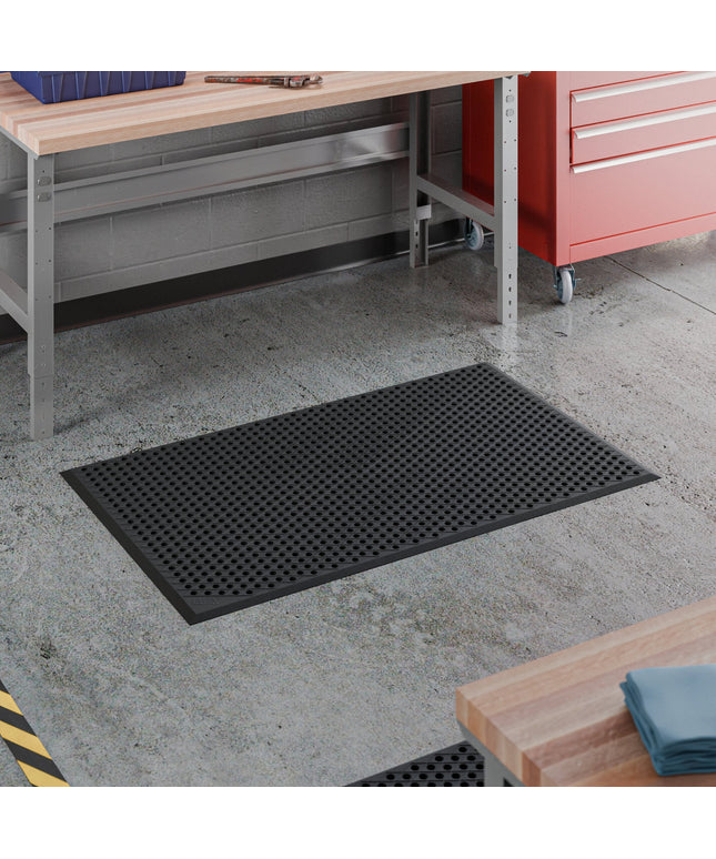 Thảm sàn cao su chống mỏi hoa văn kim cương viền vát Lavex 91 x 152 cm - Màu đen, dày 1,3 cm