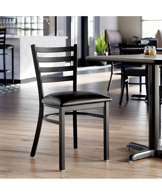 Ghế lưng thang Lancaster Table & Seating hoàn thiện đen mặt ngồi đệm vinyl đen 6,4 cm - Mặt ngồi rời