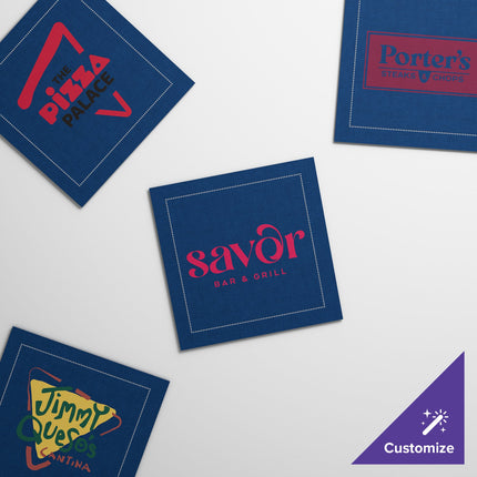Khăn lót ly xanh navy bằng cotton 100% Choice 11 cm x 11 cm - Gói 100 cái