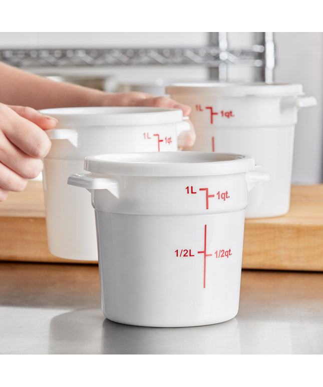Hộp đựng thực phẩm nhựa PP tròn trắng kèm nắp Choice 0,95 lít - Thùng 12 cái