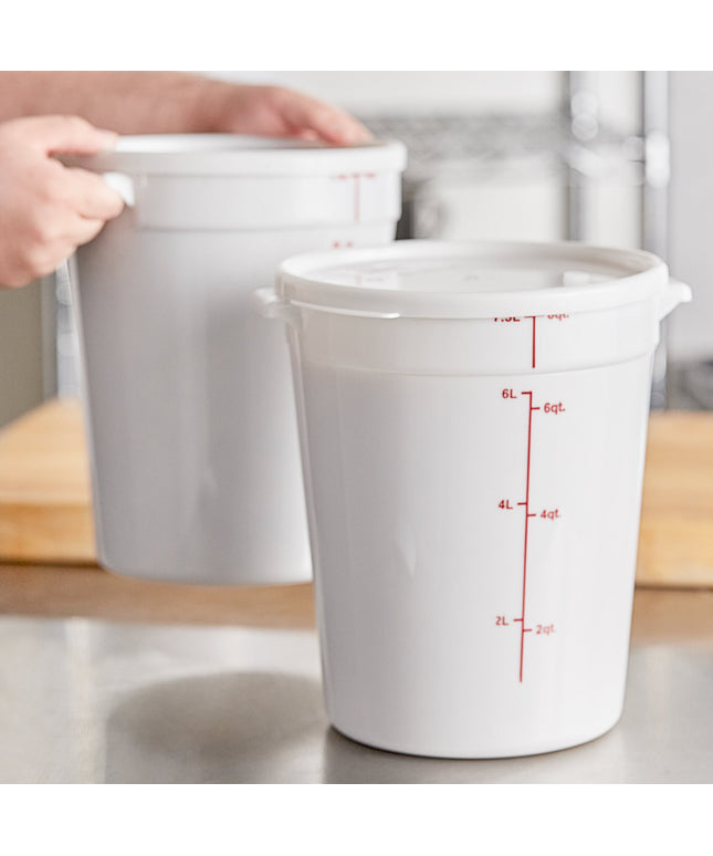 Hộp đựng thực phẩm nhựa PP tròn trắng kèm nắp Choice 7,6 lít - Thùng 12 cái