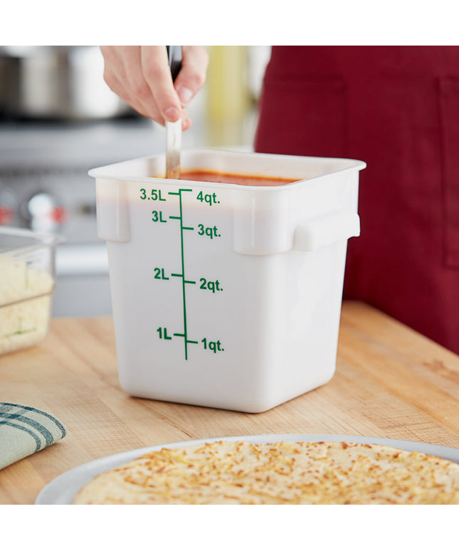 Hộp đựng thực phẩm nhựa PP vuông trắng kèm nắp xanh lá Choice 3,8 lít - Thùng 6 cái