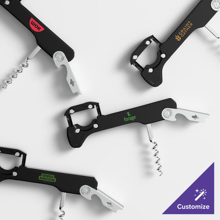 Dụng cụ khui rượu kiểu bồi bàn Franmara 2034-01 Boomerang tay cầm đen có thể in logo