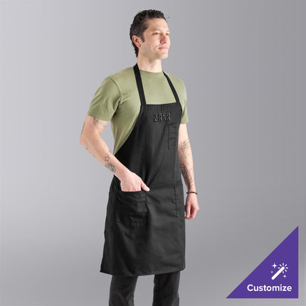 Tạp dề yếm vải twill poly-cotton có thể tùy chỉnh Uncommon Chef 3004 đen, 3 túi