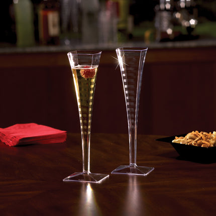 Ly champagne nhựa Fineline Solid Squares 148 ml trong suốt - Thùng 72 cái