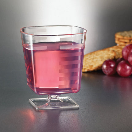 Ly rượu vang có chân nhựa trong suốt Fineline Solid Squares 237 ml - Thùng 180 cái