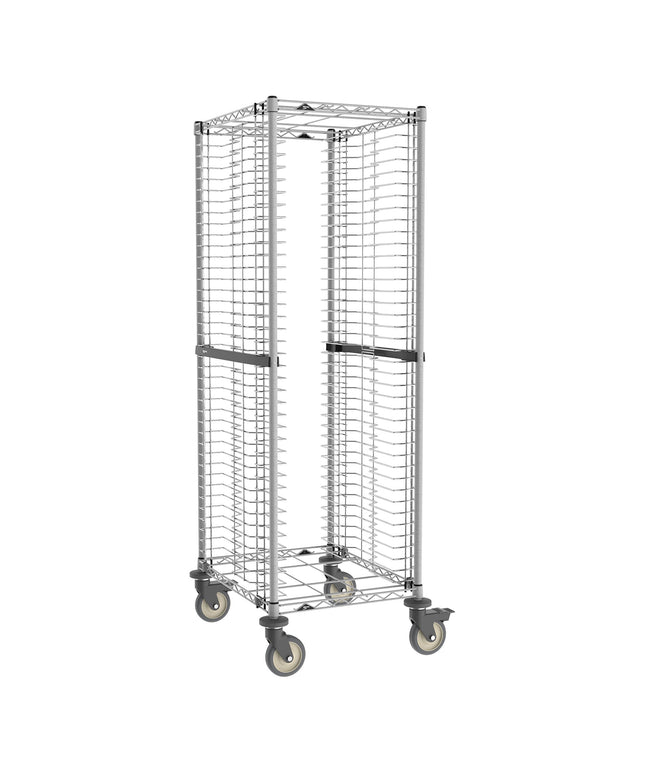 Xe giá đỡ khay bánh Metro RE1K4S Super Erecta phủ epoxy xám 40 khay nạp đầu bánh xe không để lại vết - Chưa lắp ráp