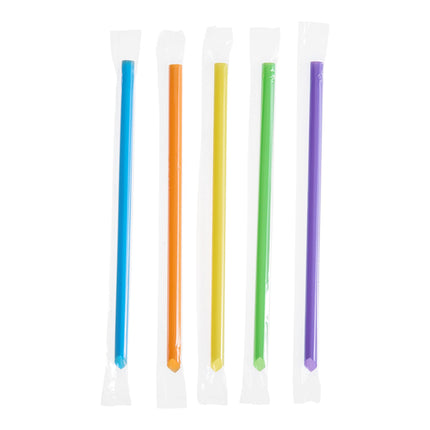Ống hút đầu nhọn Choice màu neon có bọc 23 cm - Gói 400 cái
