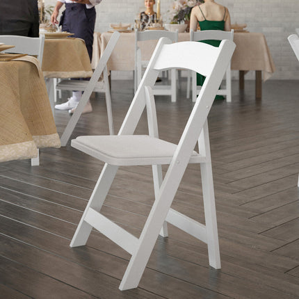 Ghế gấp gỗ màu trắng đệm vinyl trắng Flash Furniture Hercules - Thùng 2 cái