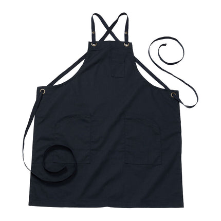 Tạp dề yếm vải twill poly/cotton dây đeo chéo lưng có thể tùy chỉnh Edwards 9043 xanh navy, 3 túi