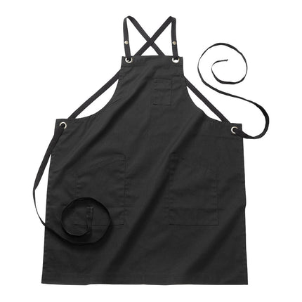 Tạp dề yếm vải twill poly/cotton dây đeo chéo lưng có thể tùy chỉnh Edwards 9043 đen, 3 túi