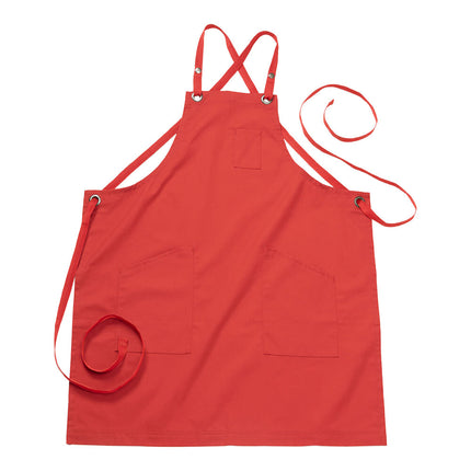 Tạp dề yếm vải twill poly/cotton dây đeo chéo lưng có thể tùy chỉnh Edwards 9043 đỏ, 3 túi