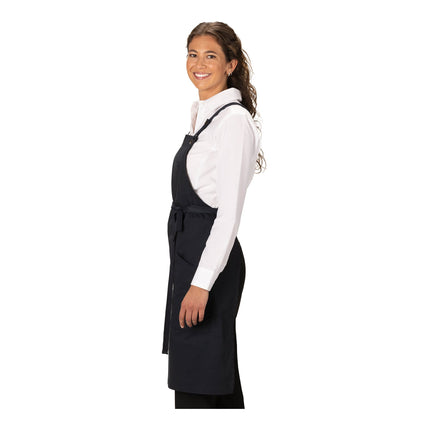 Tạp dề yếm vải twill poly/cotton dây đeo chéo lưng có thể tùy chỉnh Edwards 9043 đen, 3 túi