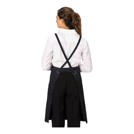 Tạp dề yếm vải twill poly/cotton dây đeo chéo lưng có thể tùy chỉnh Edwards 9043 đen, 3 túi