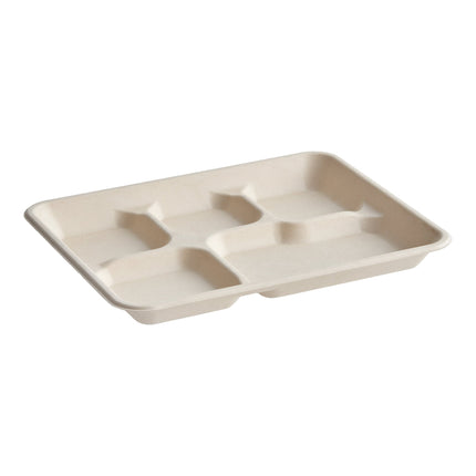 Khay 5 ngăn sợi thực vật tự nhiên phân hủy sinh học EcoChoice 25 x 20 cm - Gói 100 cái