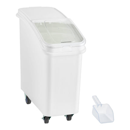 Thùng đựng nguyên liệu di động nắp trượt Baker's Lane 79 lít / 335 cup màu trắng kèm muỗng