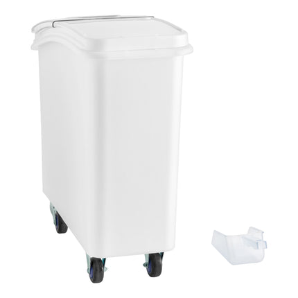 Thùng đựng nguyên liệu di động nắp trượt Baker's Lane 79 lít / 335 cup màu trắng kèm muỗng