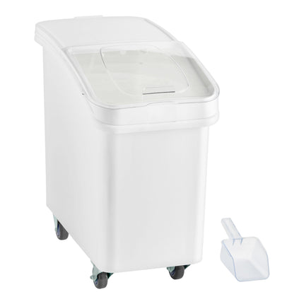 Thùng đựng nguyên liệu di động nắp trượt Baker's Lane 102 lít / 430 cup màu trắng kèm muỗng
