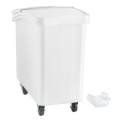 Thùng đựng nguyên liệu di động nắp trượt Baker's Lane 102 lít / 430 cup màu trắng kèm muỗng